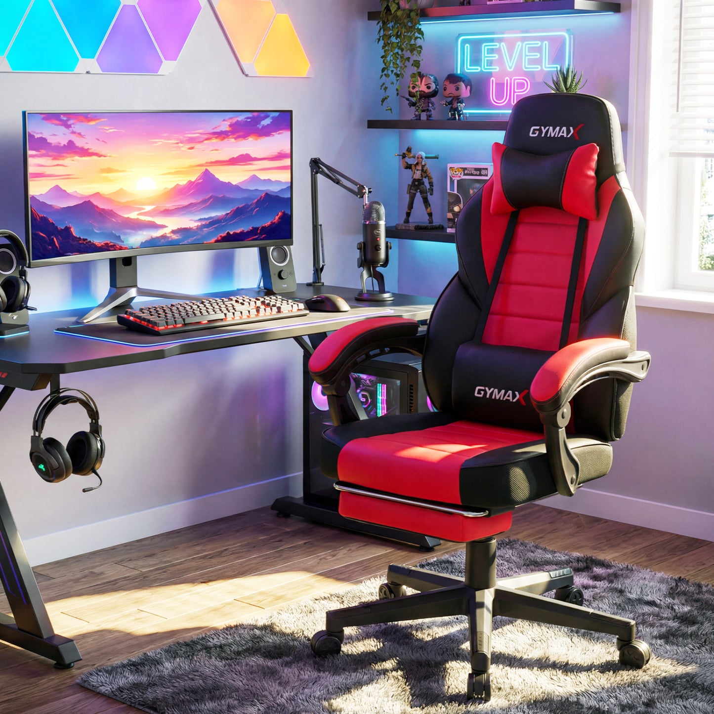 Ergonomic Gaming Chair with Footrest and 155° Recline