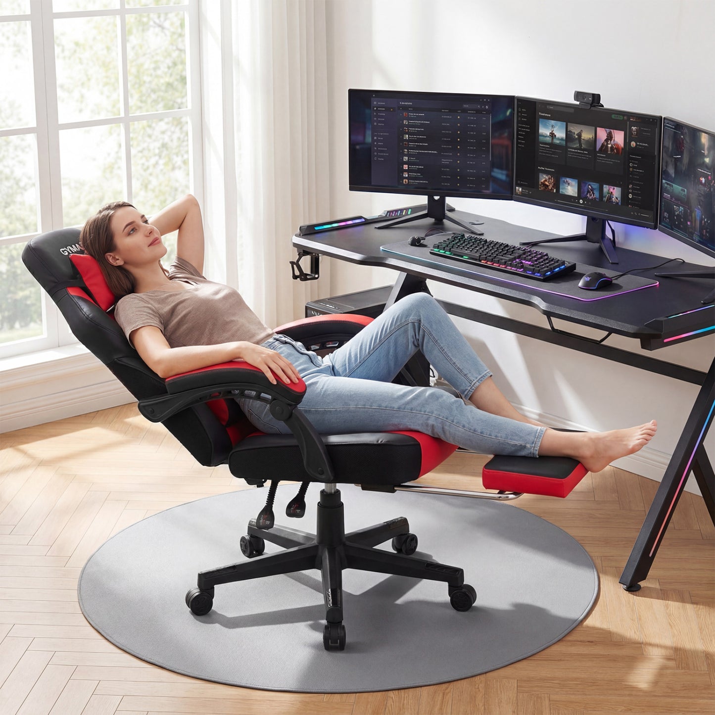 Ergonomic Gaming Chair with Footrest and 155° Recline