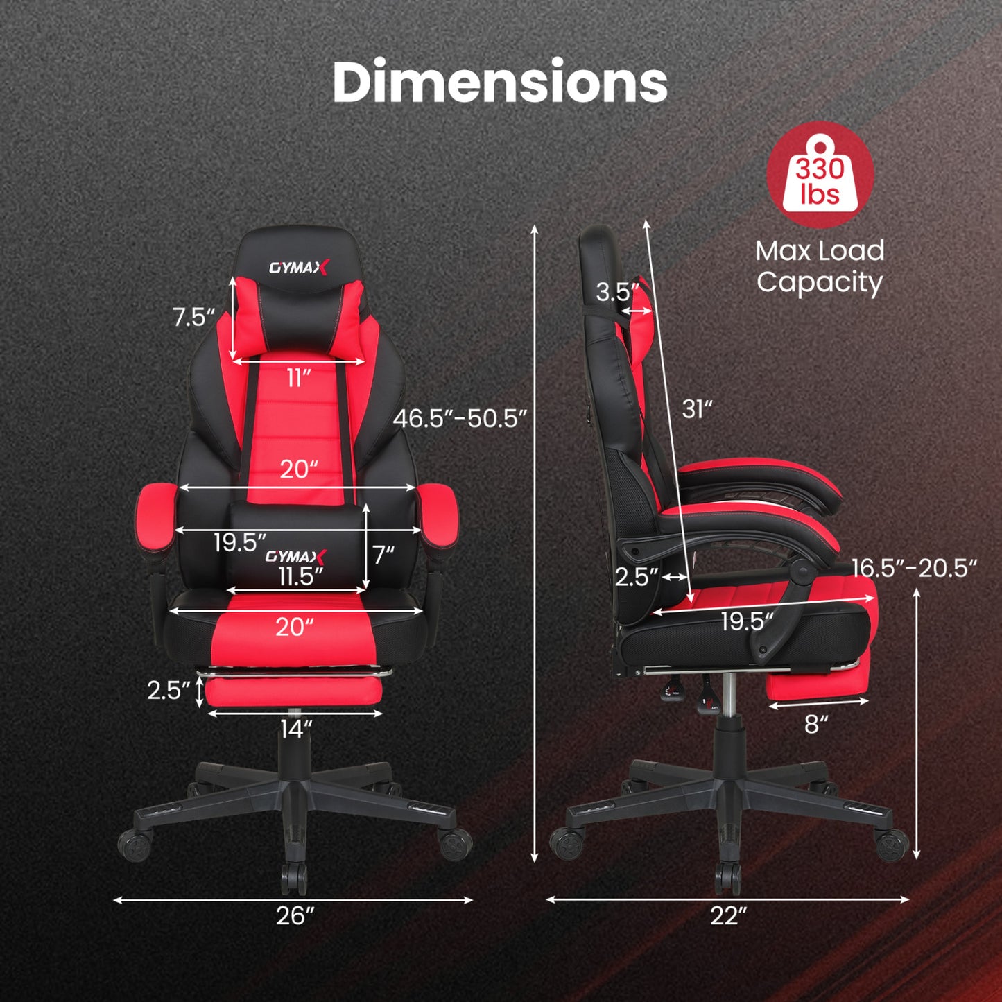 Ergonomic Gaming Chair with Footrest and 155° Recline