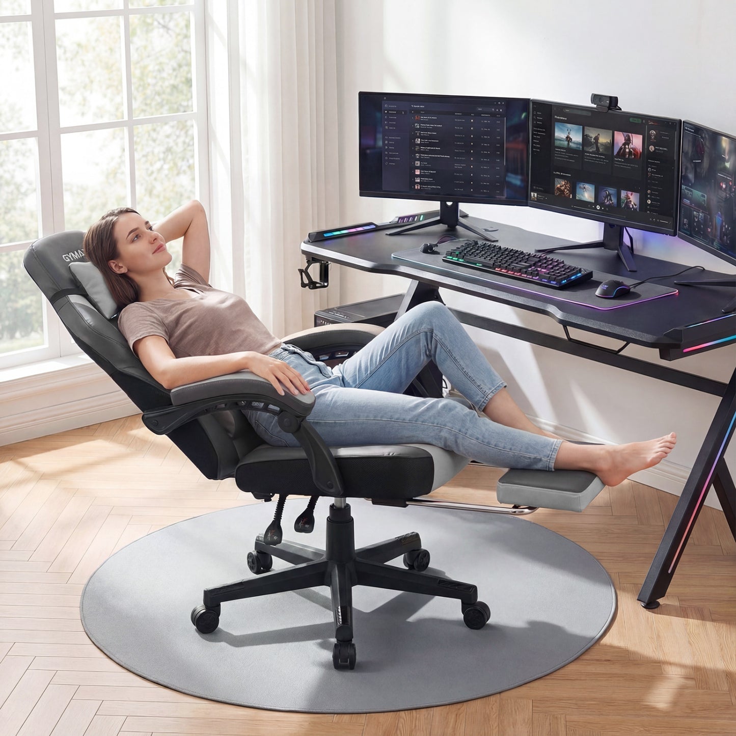 Ergonomic Gaming Chair with Footrest and 155° Recline
