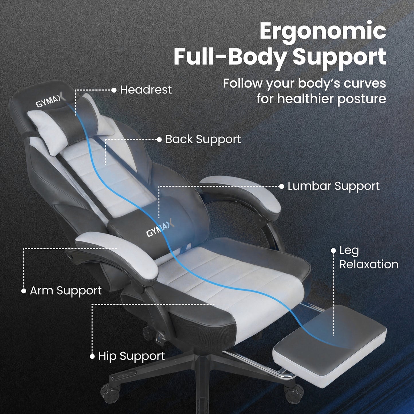 Ergonomic Gaming Chair with Footrest and 155° Recline