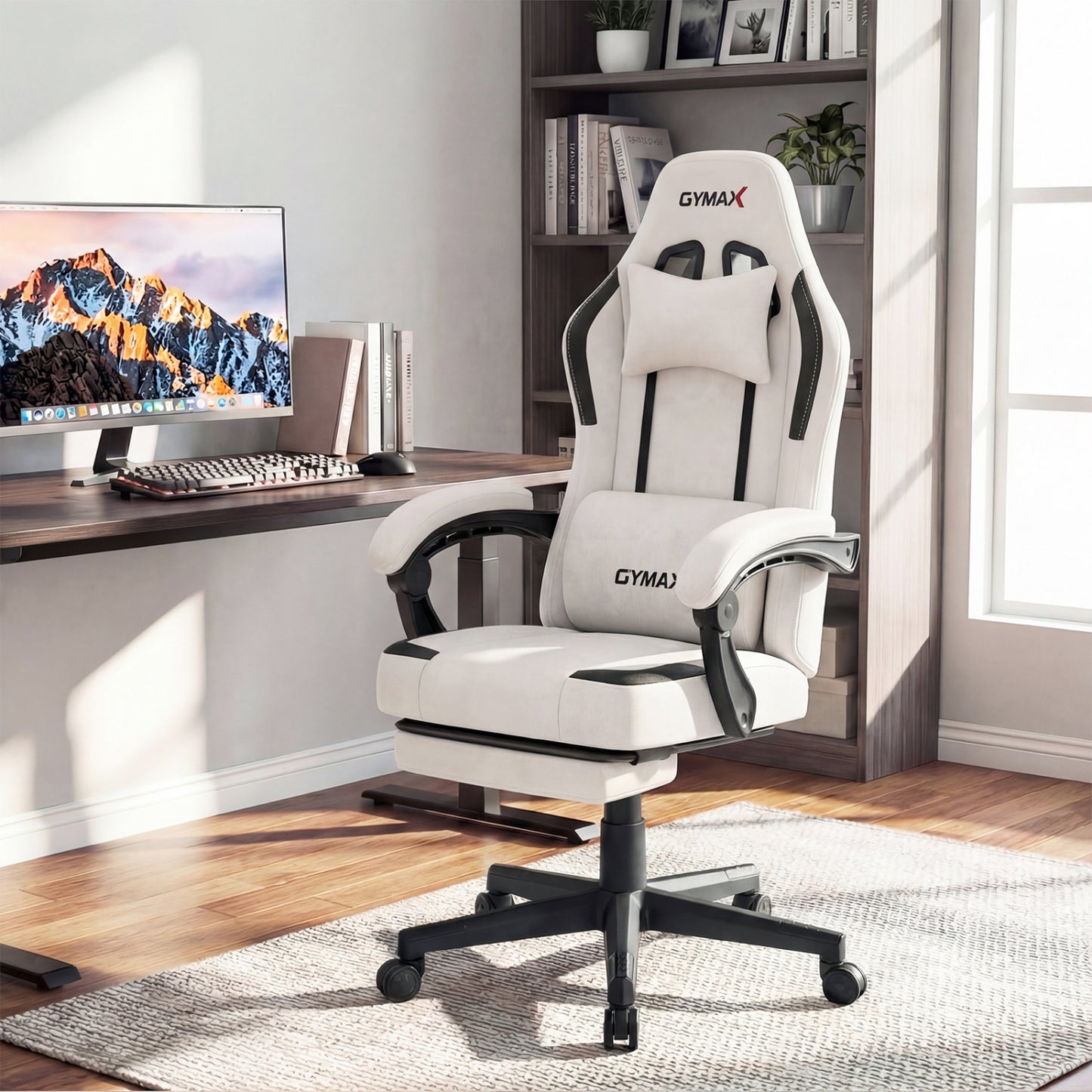 Ergonomic Gaming Chair with Retractable Footrest