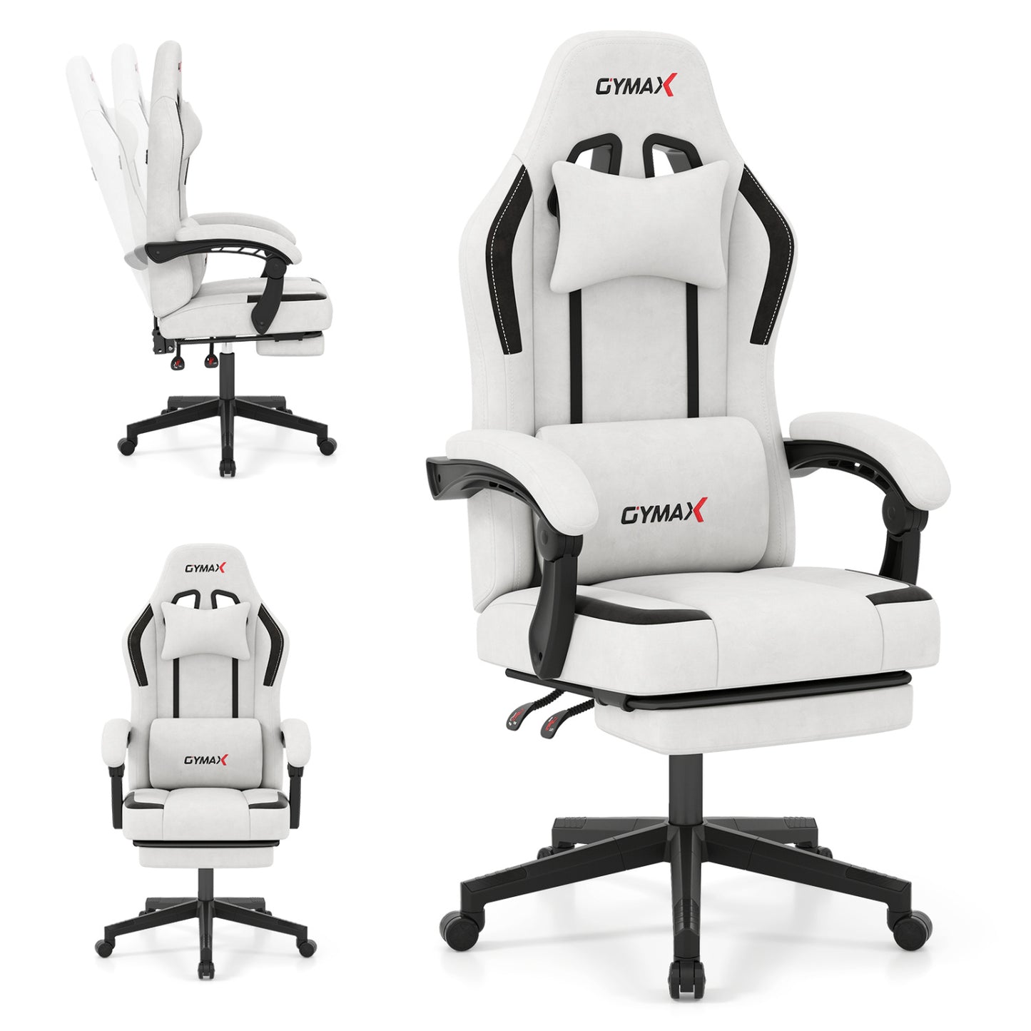 Ergonomic Gaming Chair with Retractable Footrest