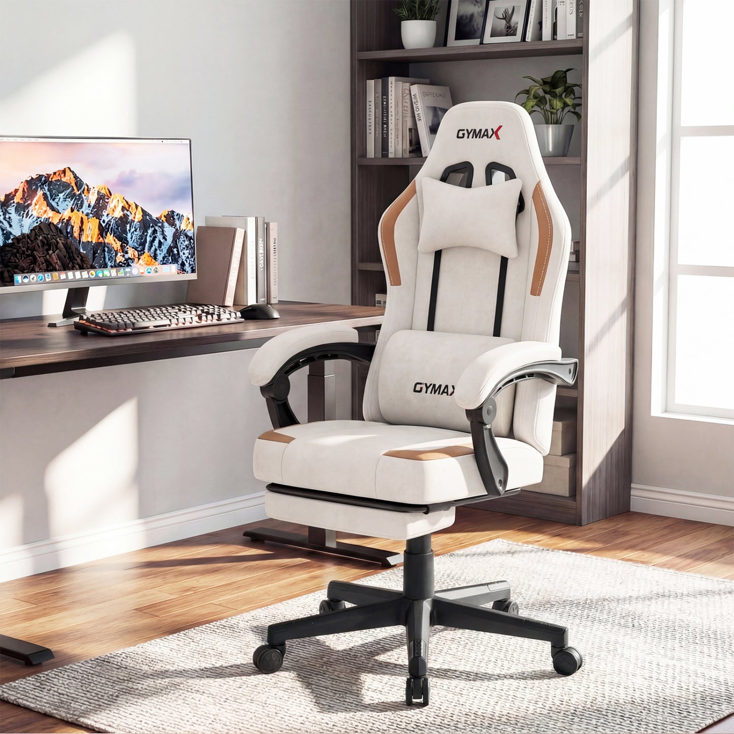 Ergonomic Gaming Chair with Retractable Footrest