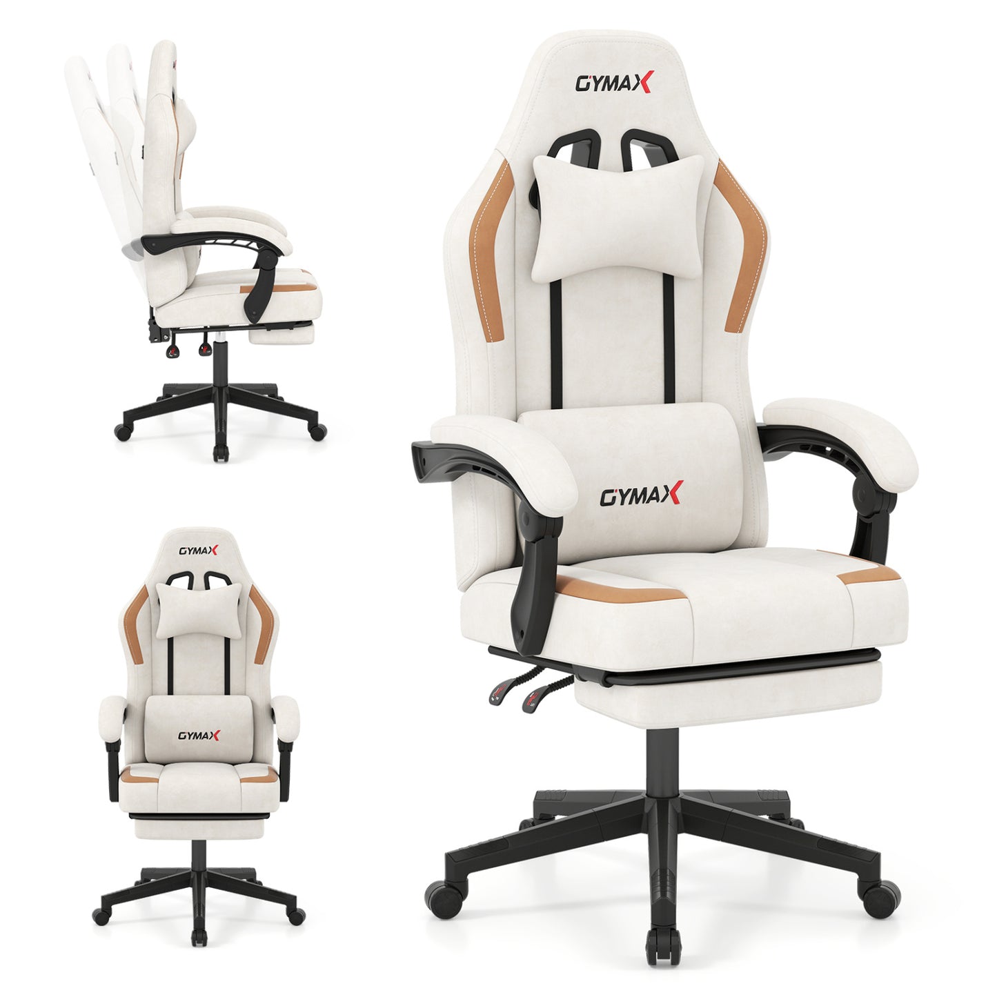 Ergonomic Gaming Chair with Retractable Footrest