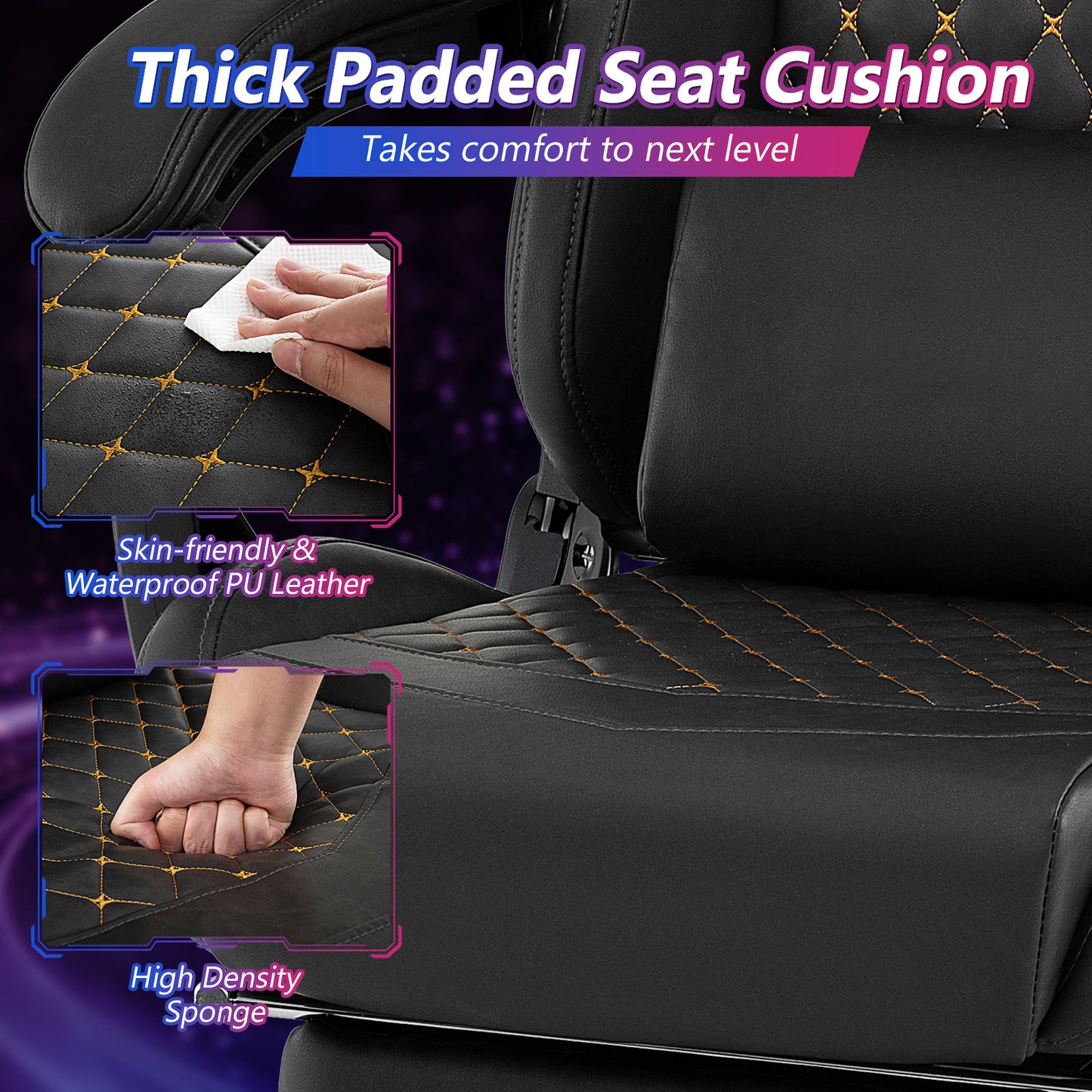 Gaming Chair with Footrest, Headrest & Lumbar Support - Black