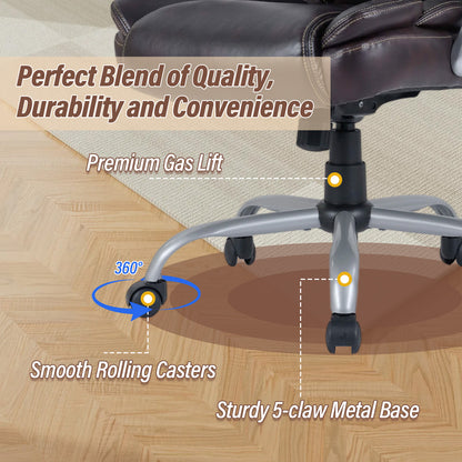 Executive Office Chair with Padded Armrests - Ergonomic