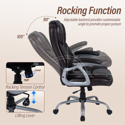 Executive Office Chair with Padded Armrests - Ergonomic