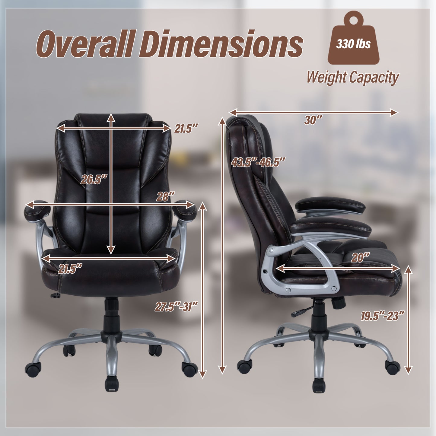 Executive Office Chair with Padded Armrests - Ergonomic