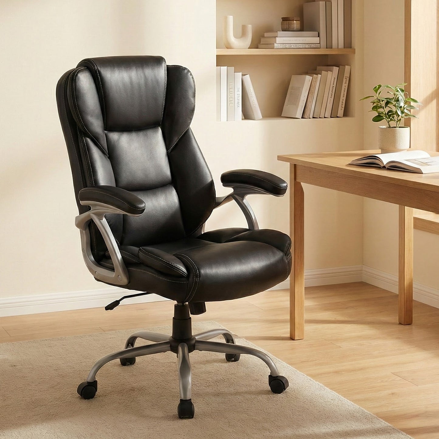Executive Office Chair with Padded Armrests - Ergonomic