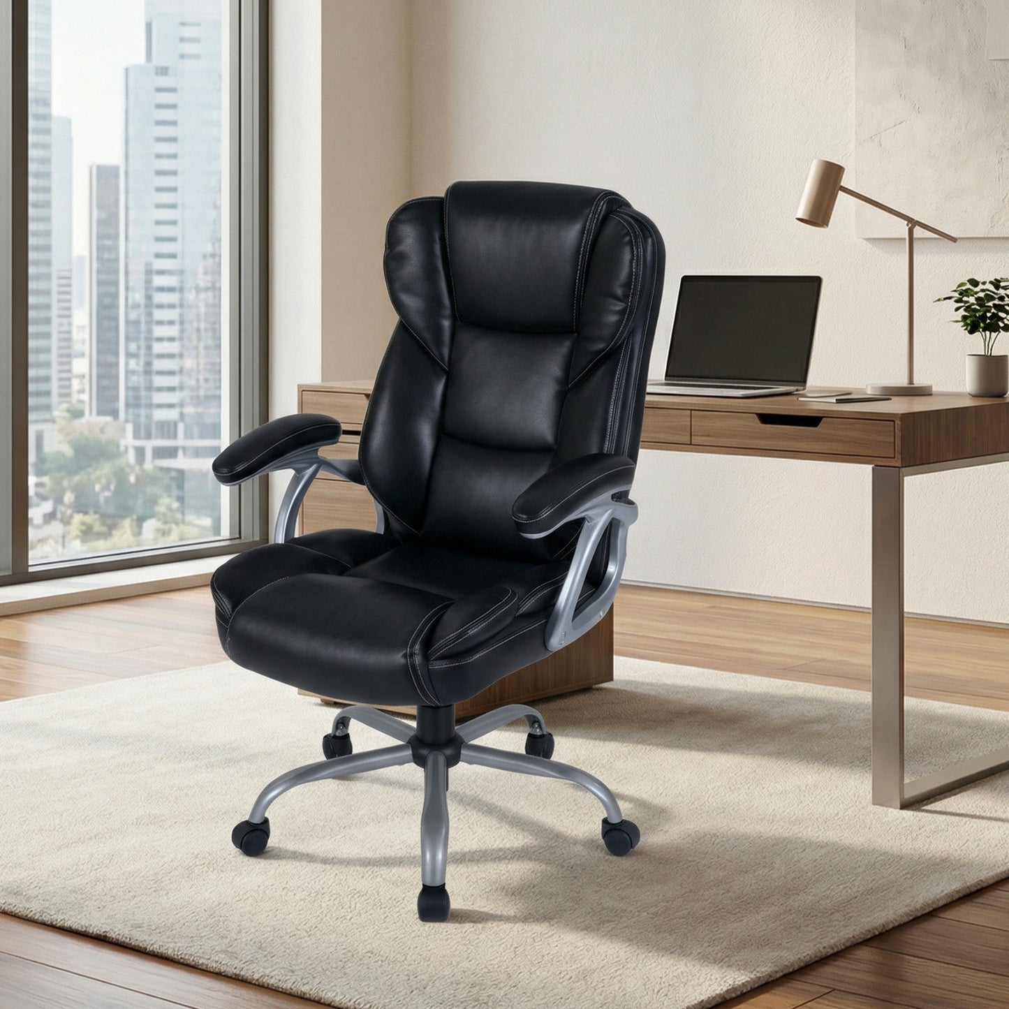 Executive Office Chair with Padded Armrests - Ergonomic