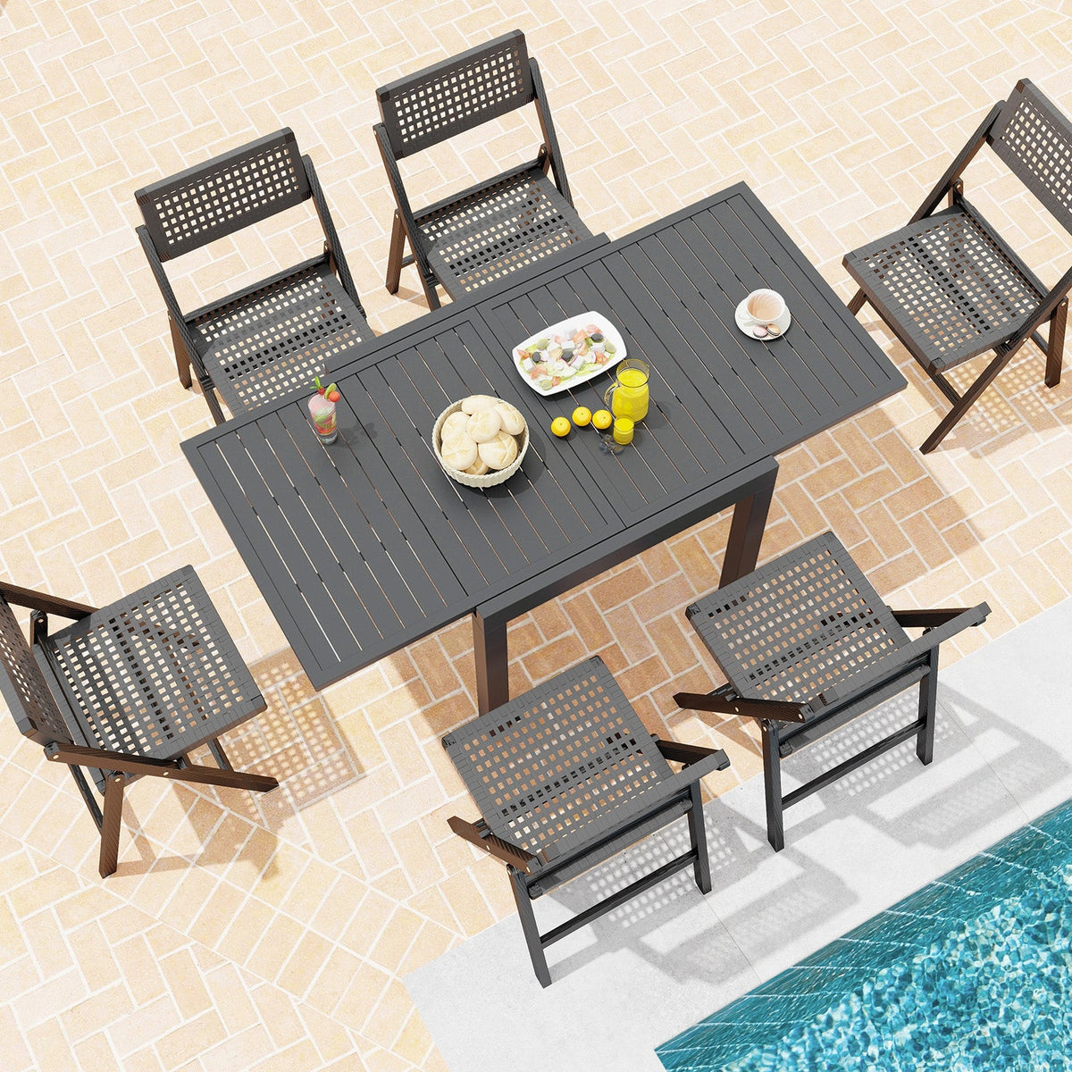 Expandable Patio Dining Table for 4-6 People