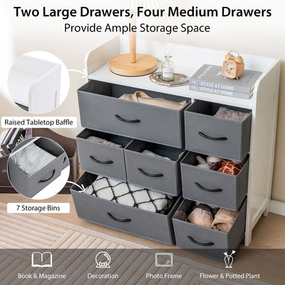 Fabric Dresser with 7 Drawers for Bedroom-White