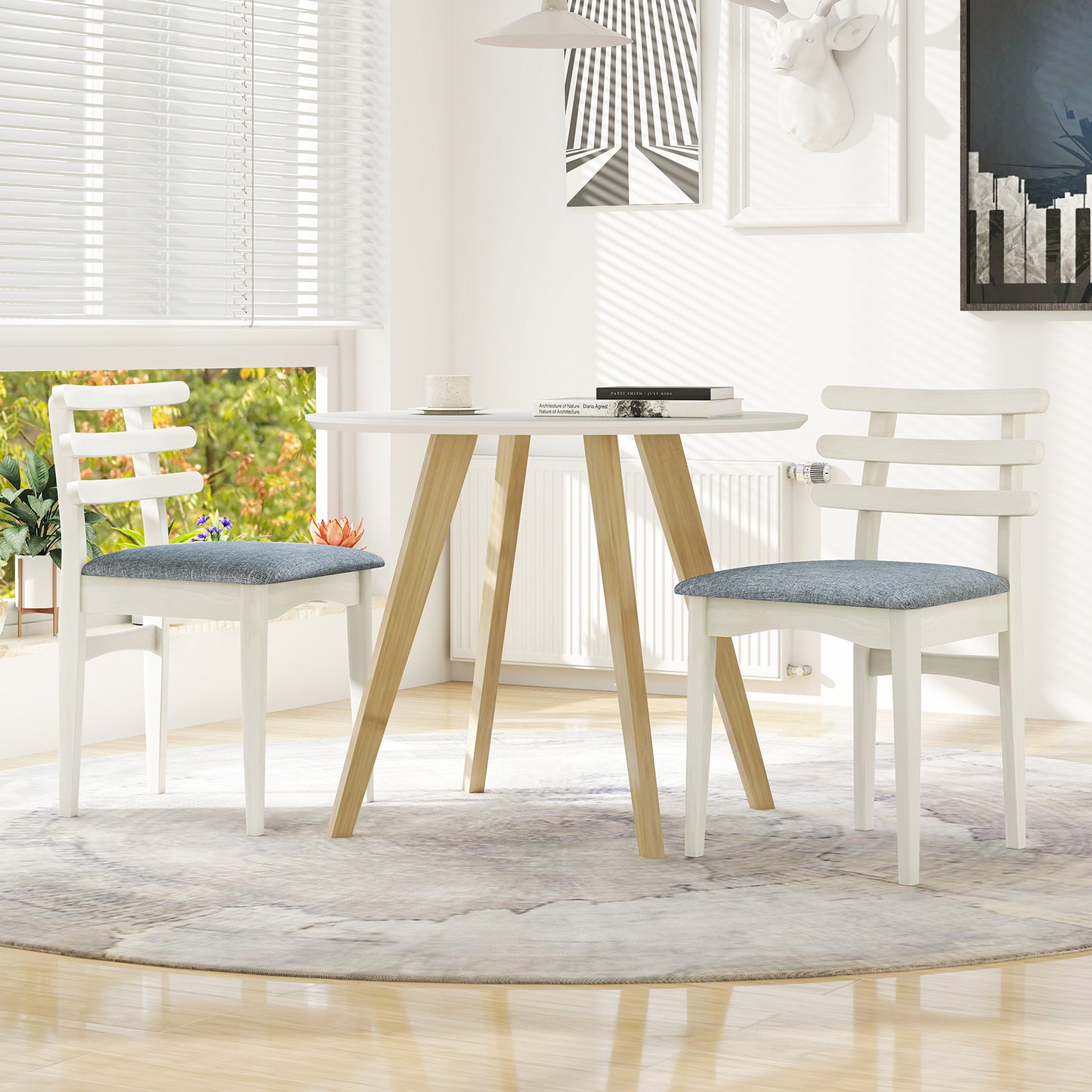 Padded Dining Chair with Rubber Wood Frame