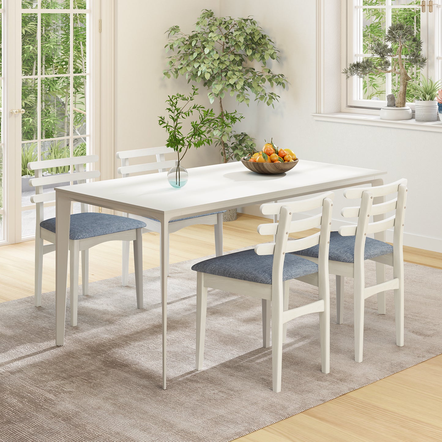 Padded Dining Chair with Rubber Wood Frame