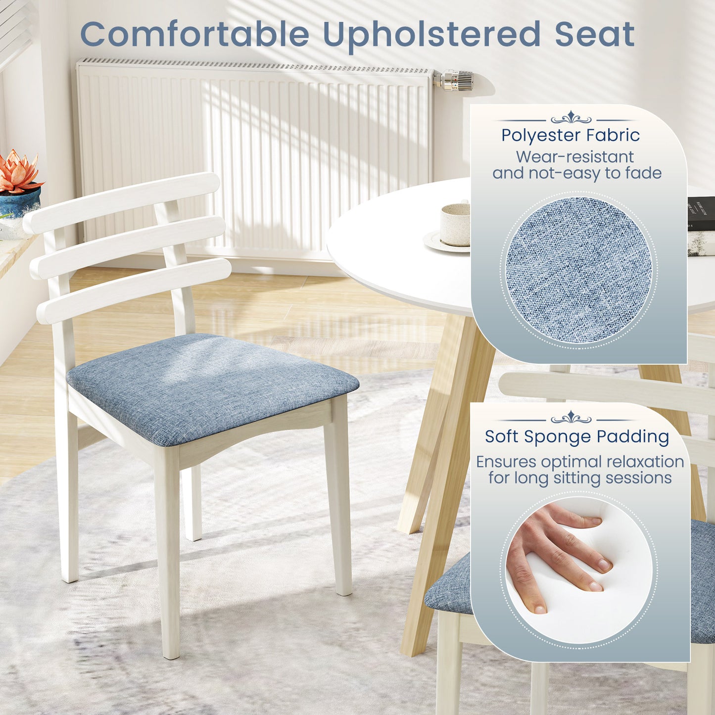 Padded Dining Chair with Rubber Wood Frame
