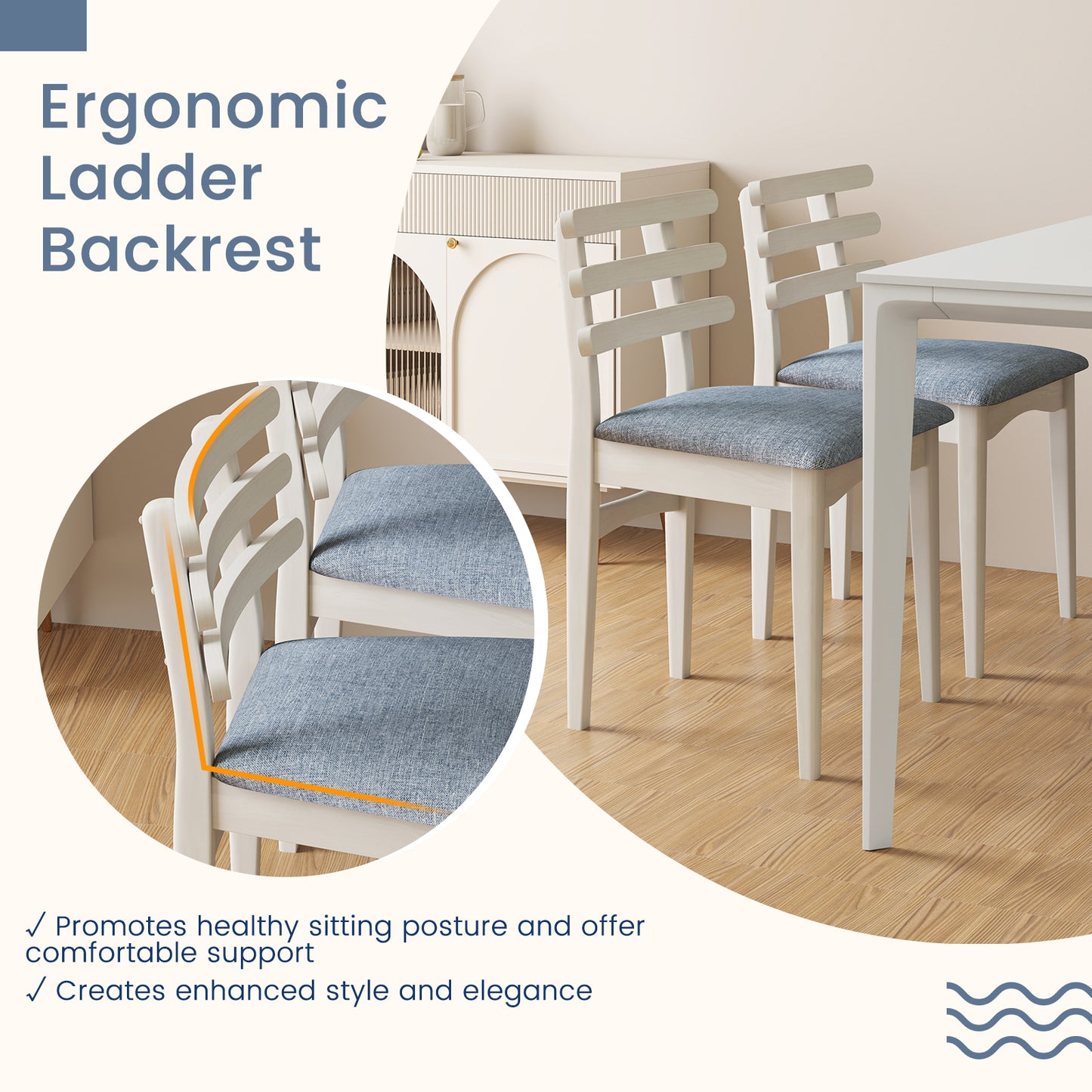 Padded Dining Chair with Rubber Wood Frame