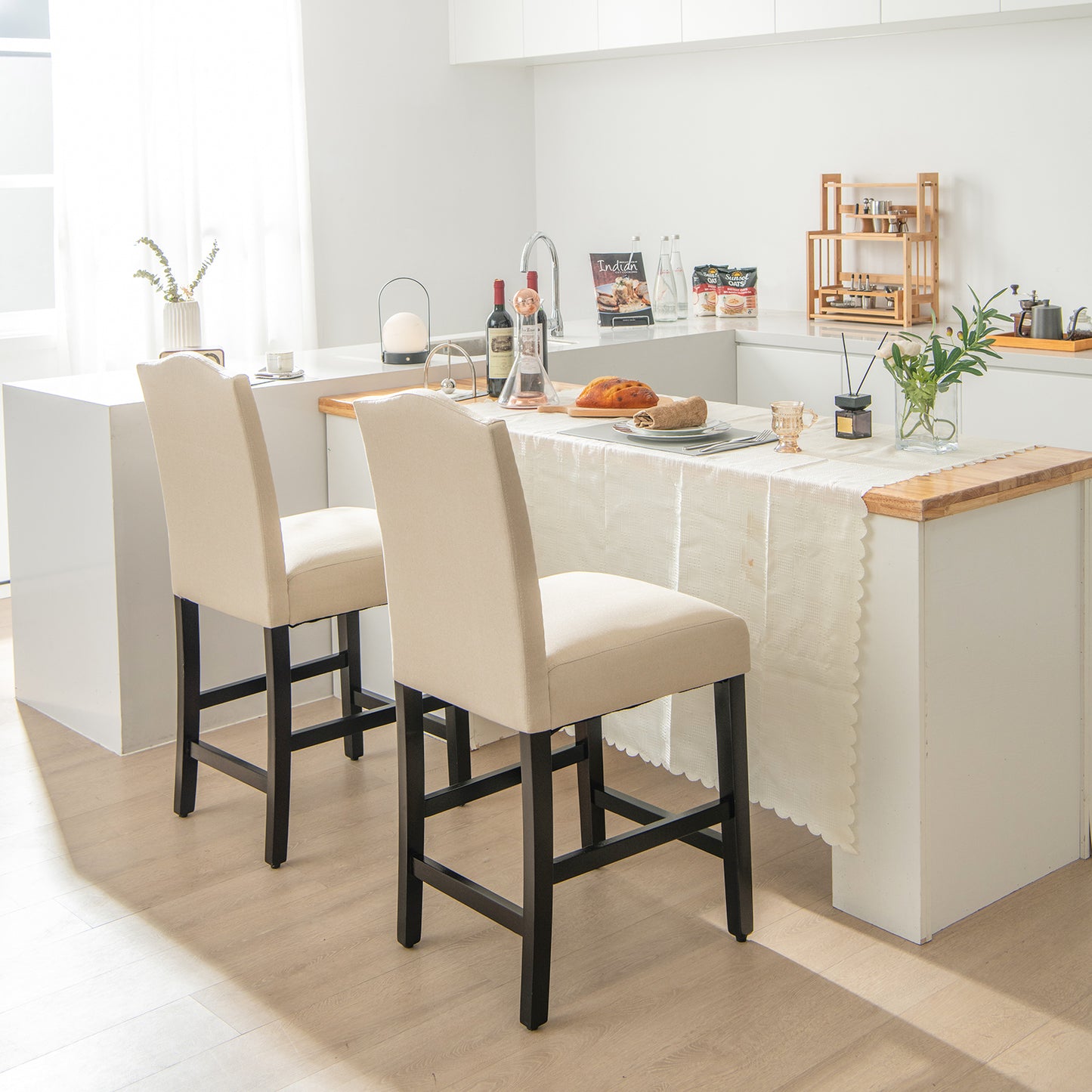 Counter Height Dining Chairs Set of 2 with Nailhead Trim