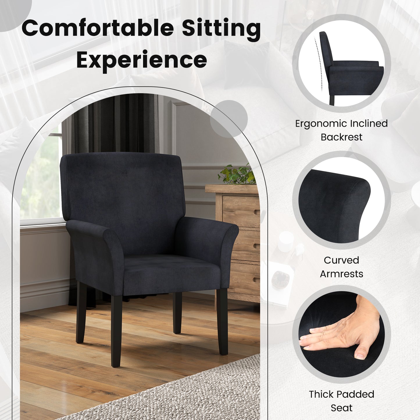 Reception Arm Chair with Padded Seat and Backrest