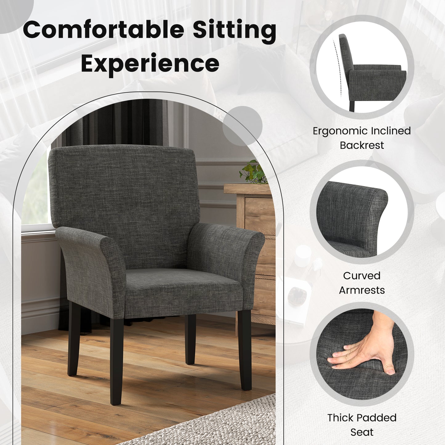 Reception Arm Chair with Padded Seat and Backrest