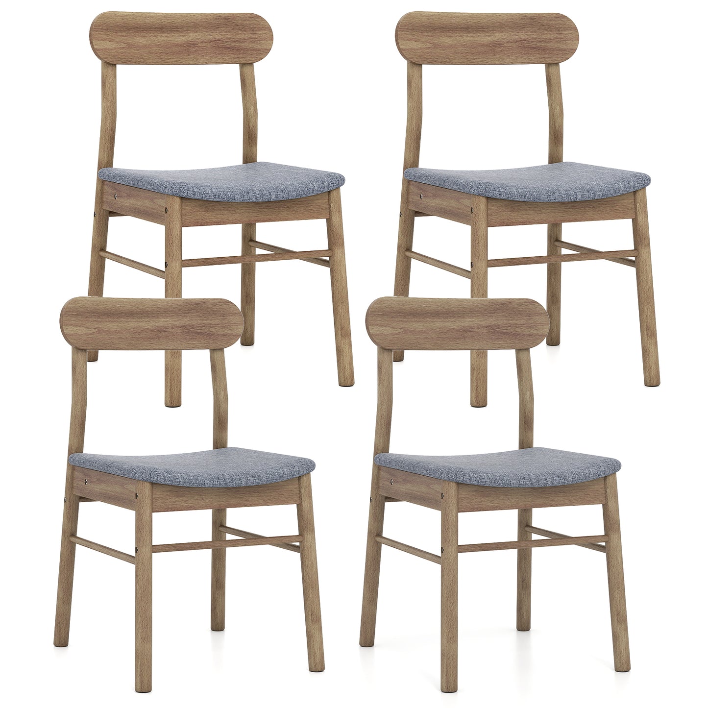 Upholstered Dining Chairs Set of 4 with Rubber Wood Frame