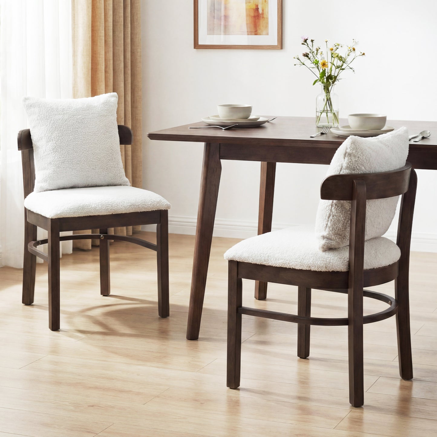 Upholstered Dining Chairs Set of 2 with Removable Pillows