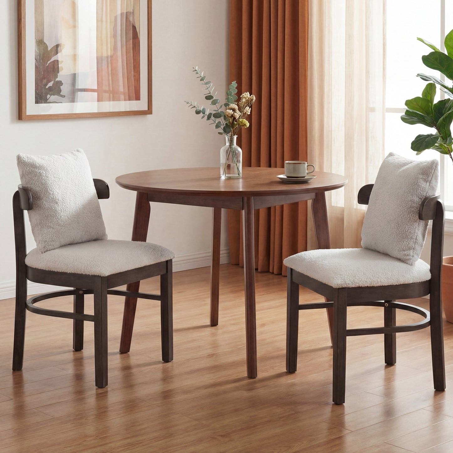 Upholstered Dining Chairs Set of 2 with Removable Pillows