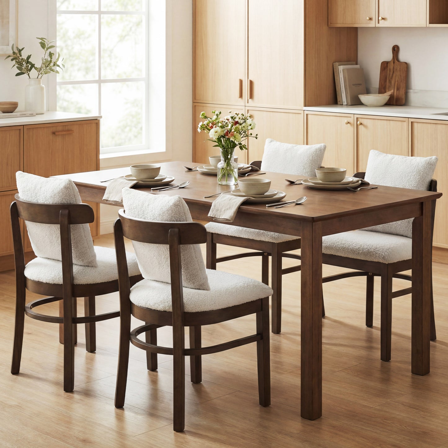 Upholstered Dining Chairs Set of 4 with Removable Pillows