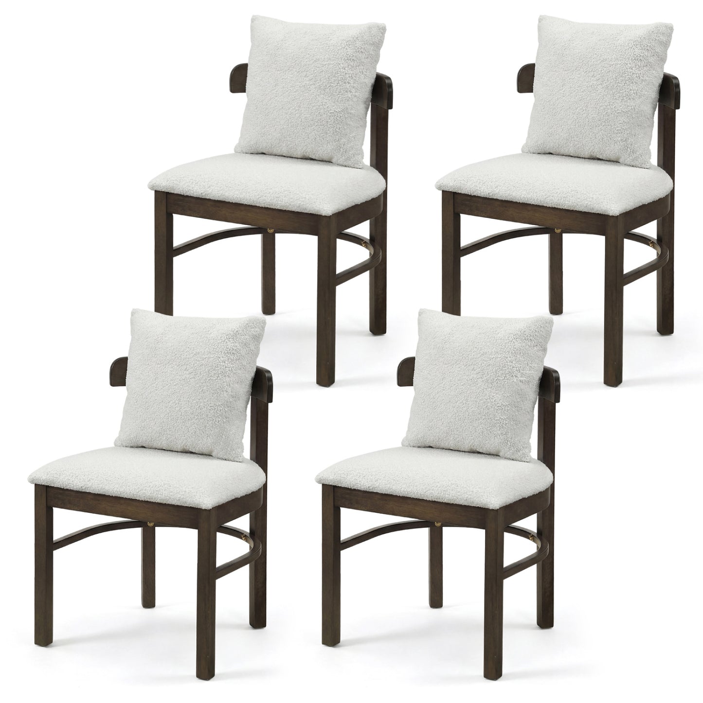 Upholstered Dining Chairs Set of 4 with Removable Pillows