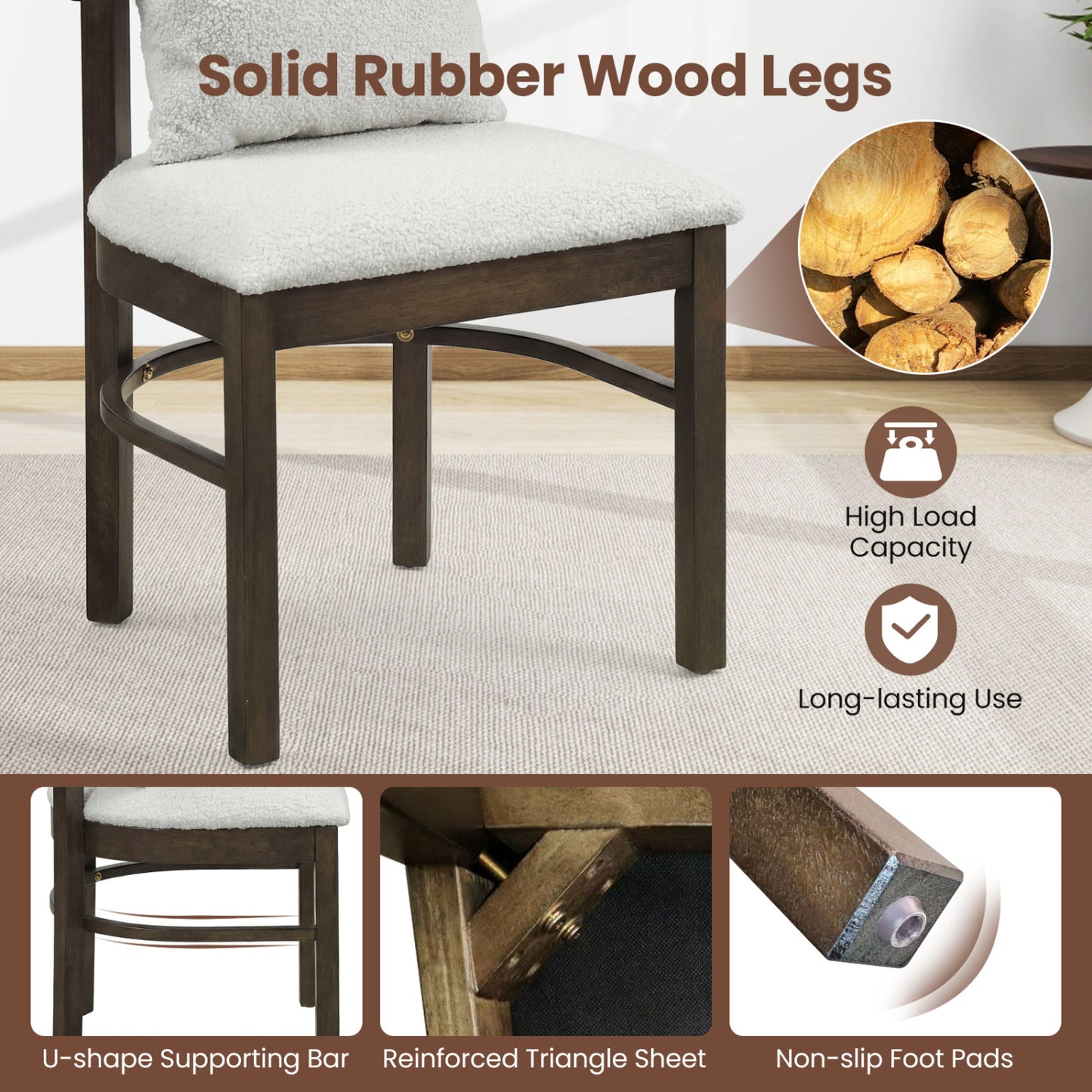 Upholstered Dining Chairs Set of 4 with Removable Pillows