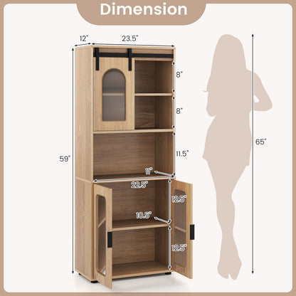 Farmhouse Bathroom Floor Cabinet with Sliding Barn Door