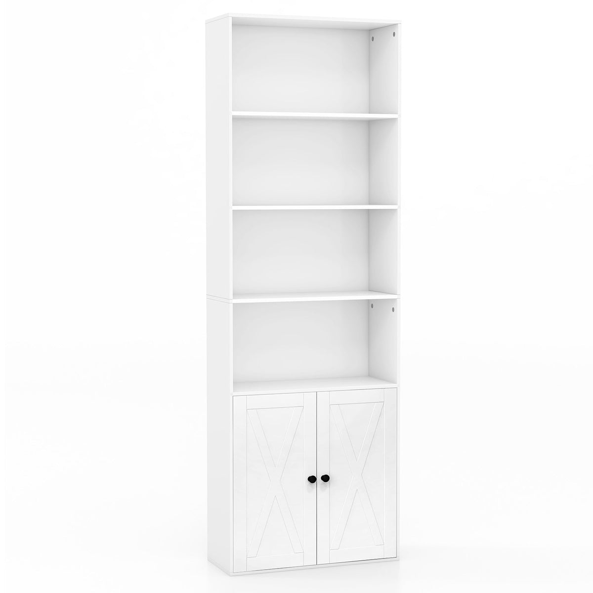 71 Inch Freestanding Bookshelf with 6 Shelves and 2-Door Cabinet