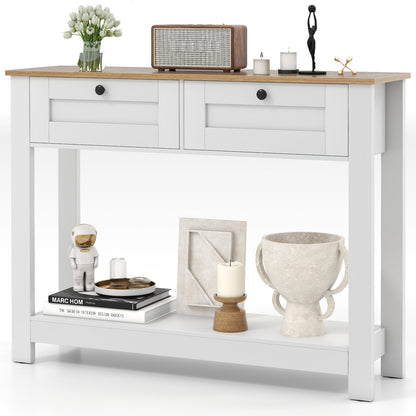 Farmhouse Console Table with 2 Drawers 42 inch Long Narrow Entryway Table