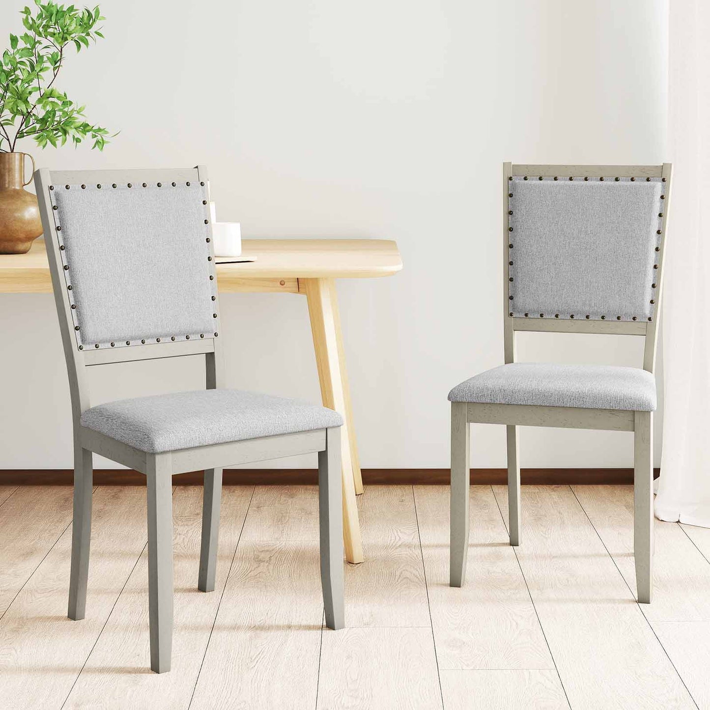 Upholstered Dining Chairs Set of 2 with Nailhead Trim
