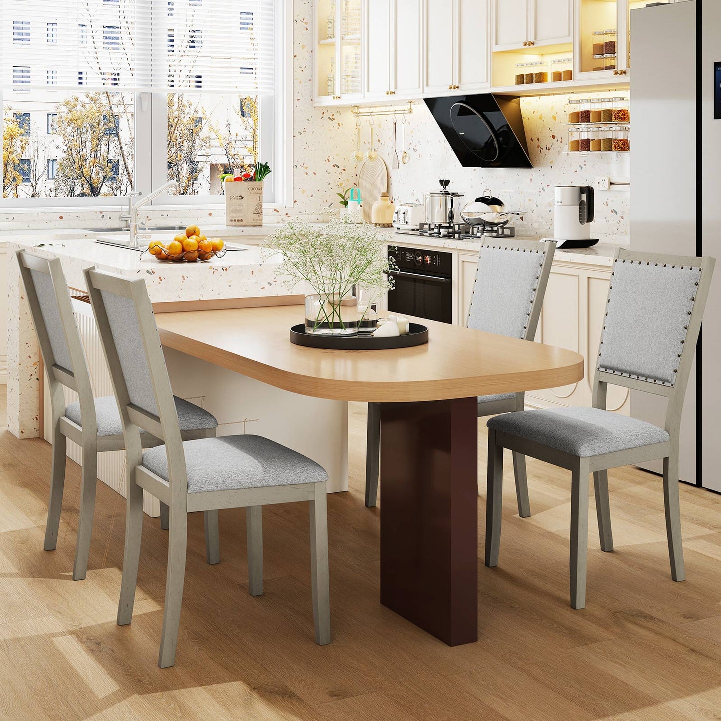 Upholstered Dining Chairs Set of 2 with Nailhead Trim