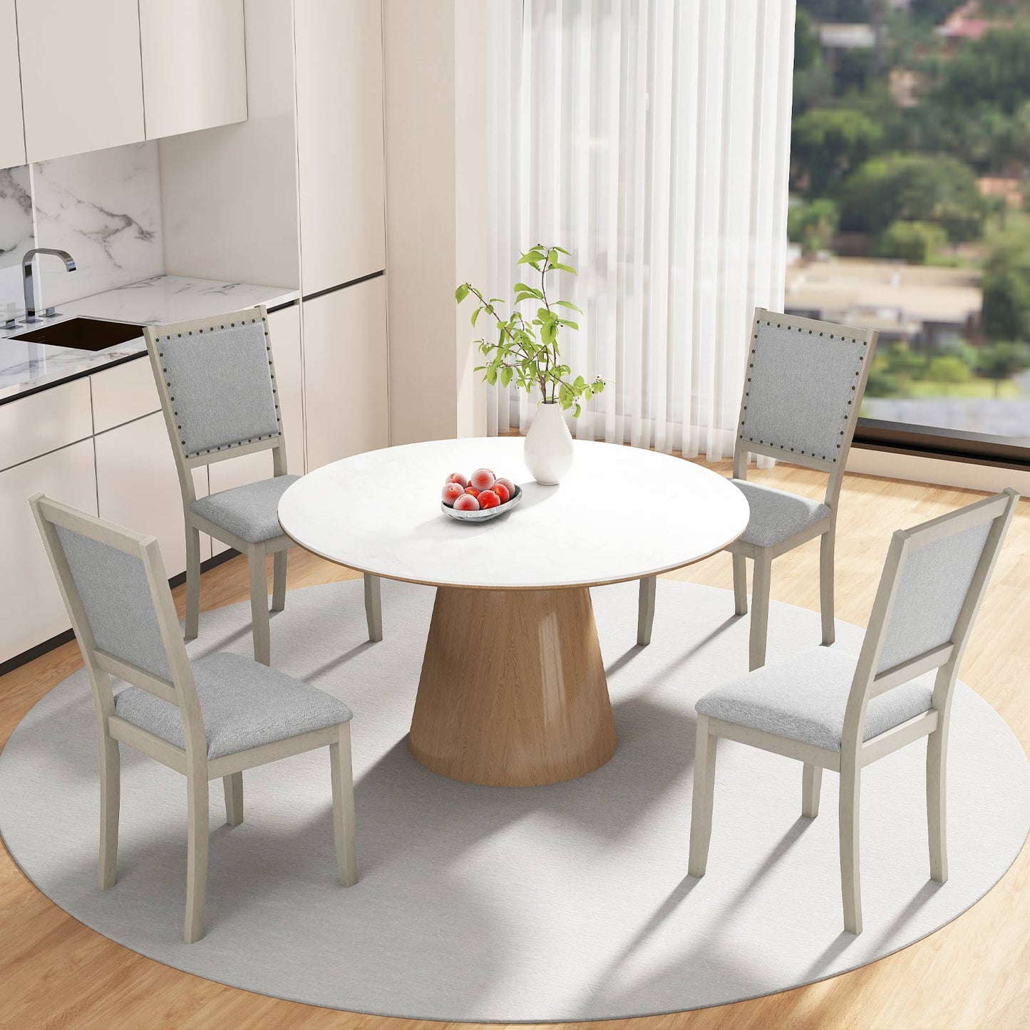 Upholstered Dining Chairs Set of 2 with Nailhead Trim