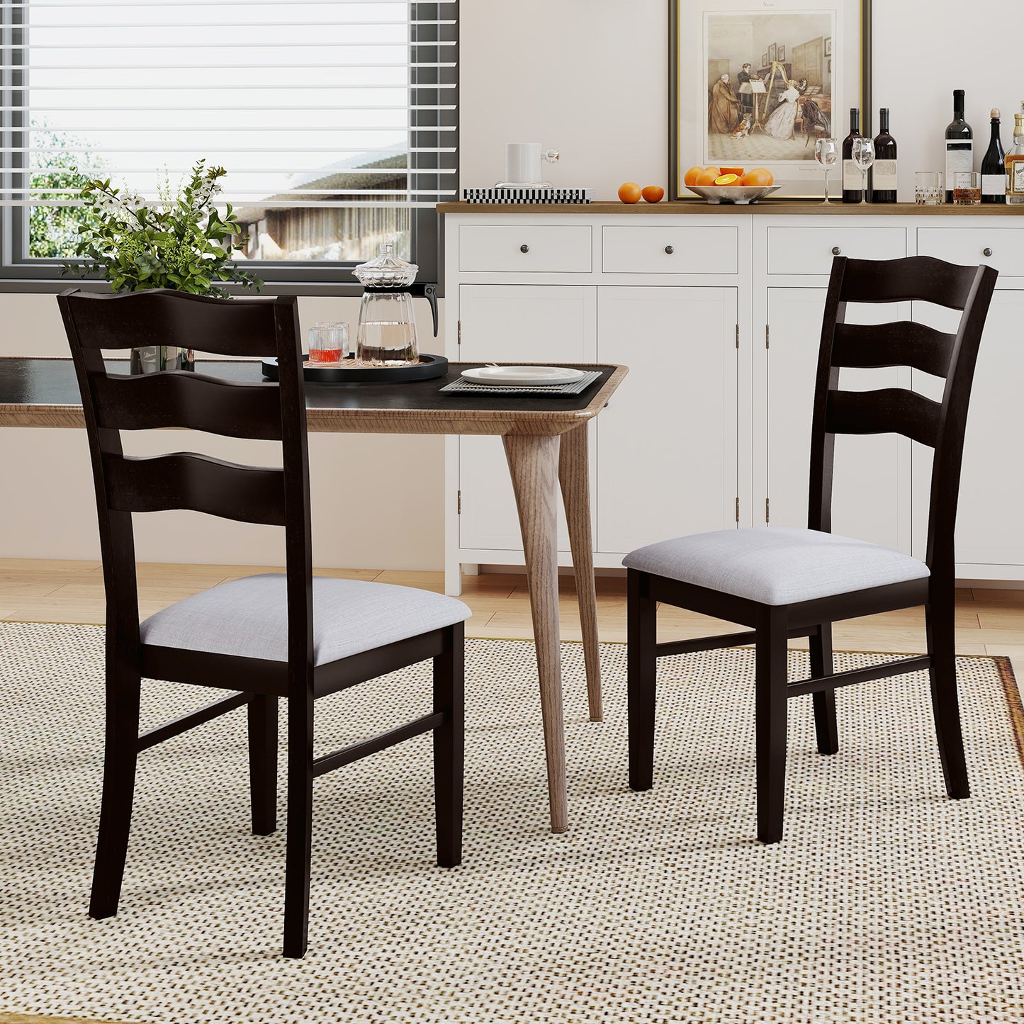 Dining Chairs Set of 2 with Hollowed Backrest