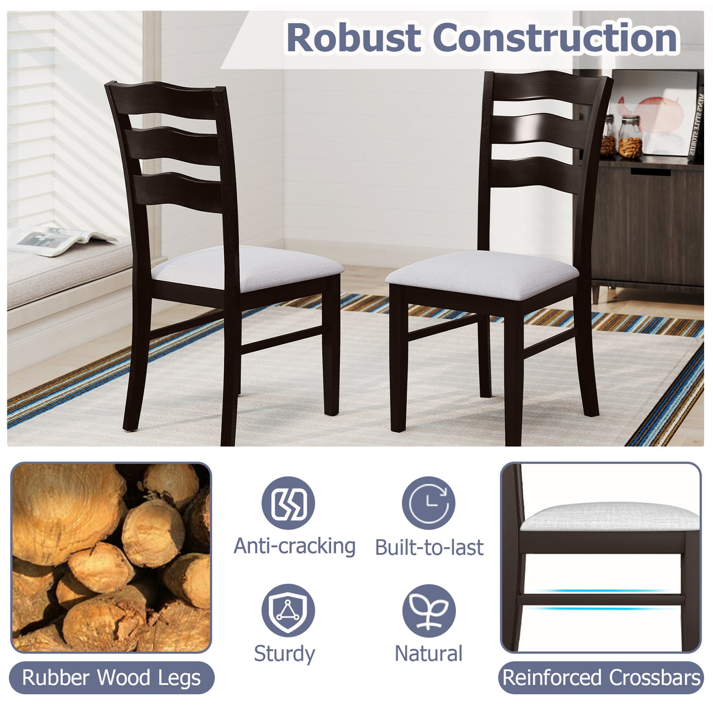Dining Chairs Set of 2 with Hollowed Backrest