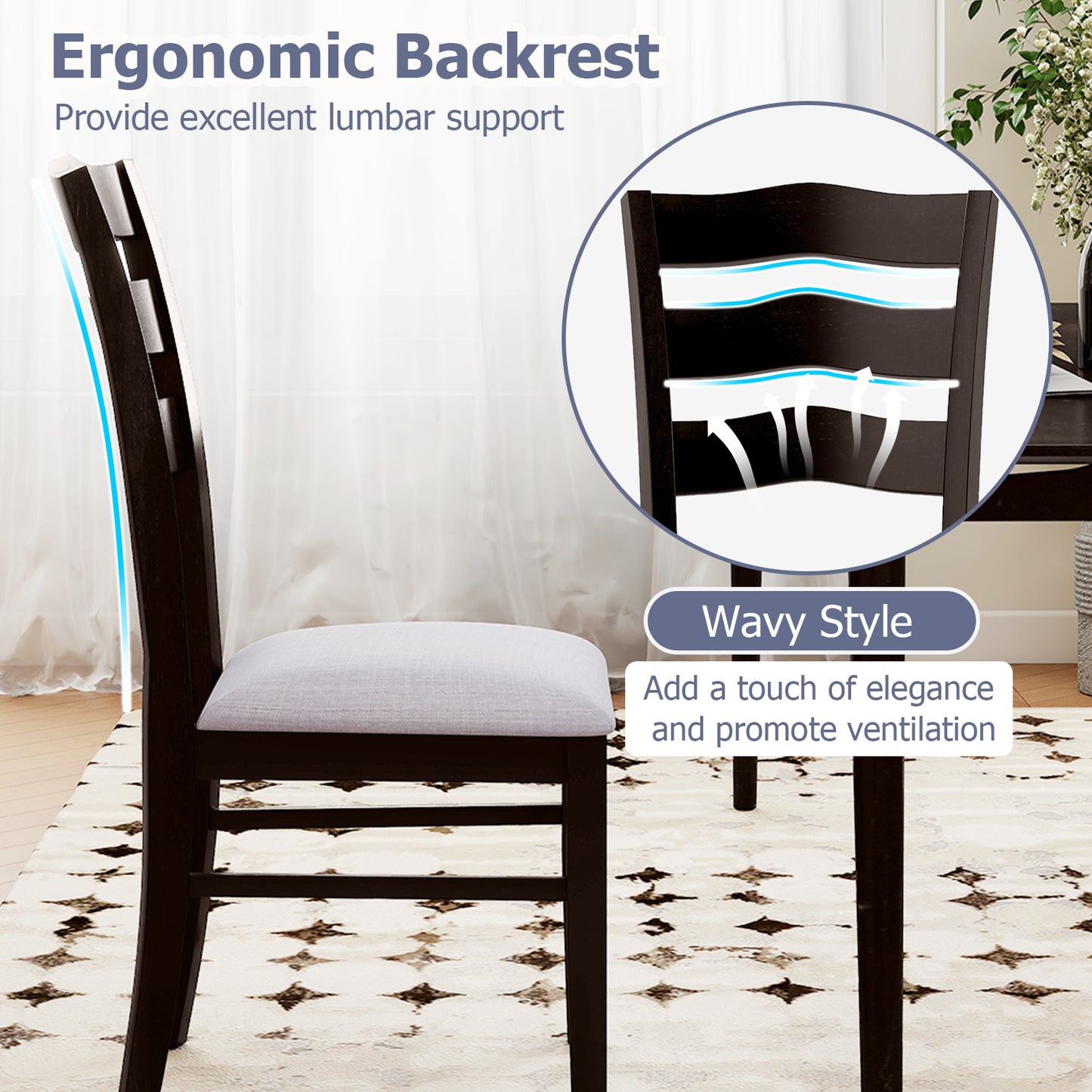 Dining Chairs Set of 2 with Hollowed Backrest