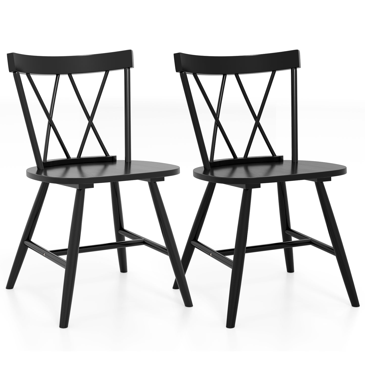 Rubber Wood Dining Chairs Set of 2 - Farmhouse Style