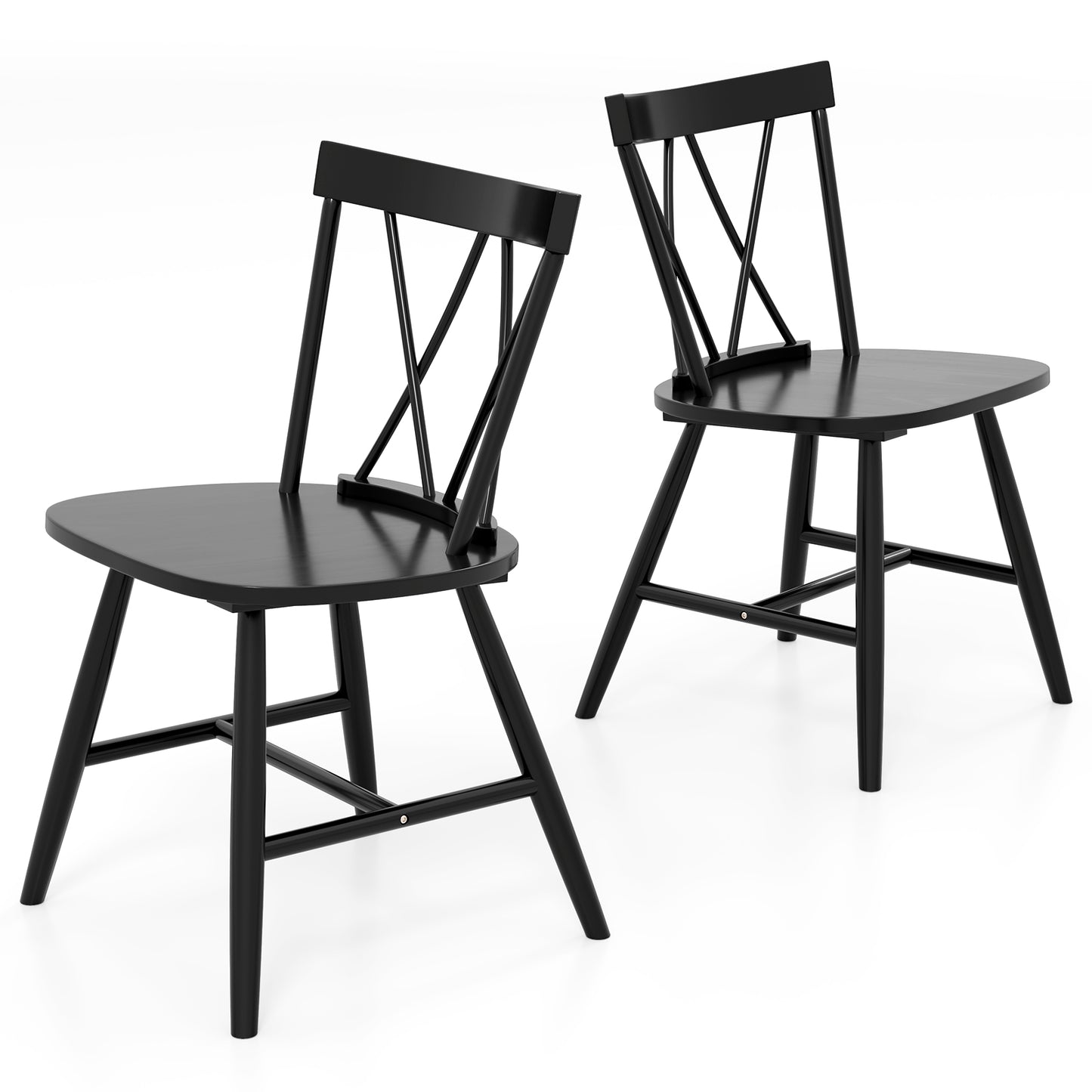 Rubber Wood Dining Chairs Set of 2 - Farmhouse Style