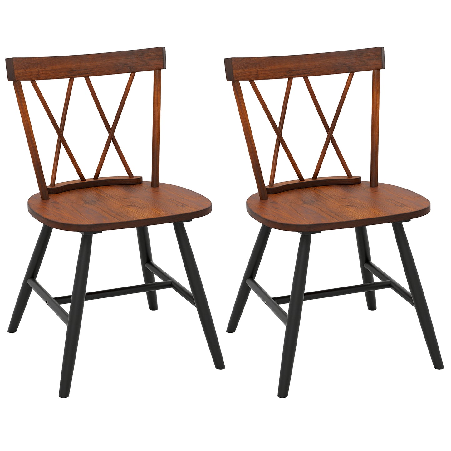 Rubber Wood Dining Chairs Set of 2 - Farmhouse Style