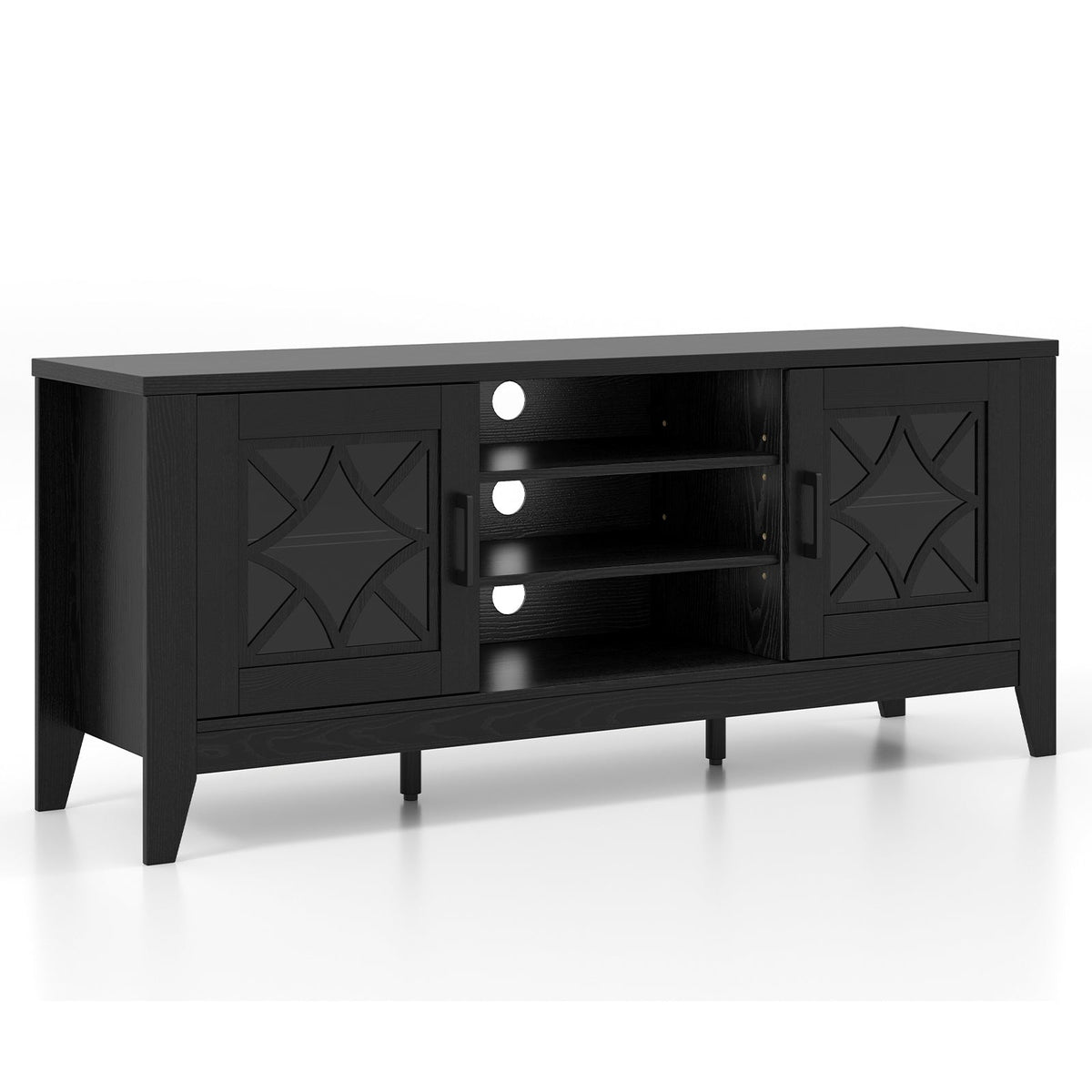 Farmhouse TV Stand for TVs Up to 65 Inches 4 Adjustable Shelves