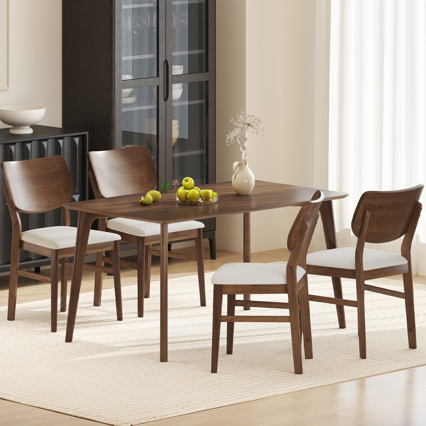 Upholstered Dining Chairs Set of 2 with Rubber Wood Frame