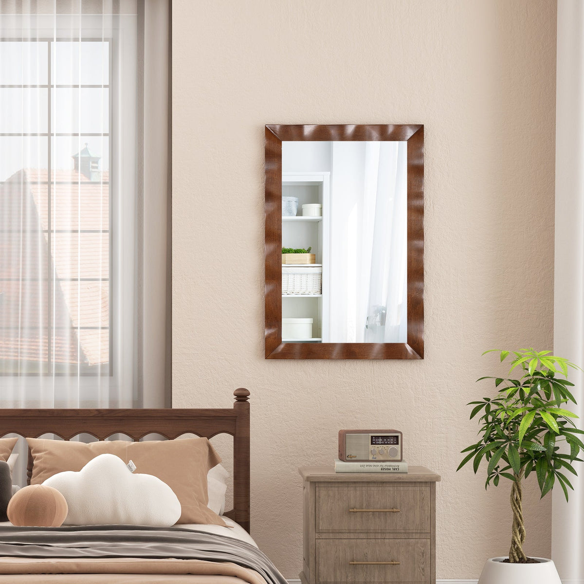 41.5 x 28 inches Farmhouse Wall Mirror with Solid Wood Frame