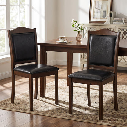 Faux Leather Dining Chairs Set of 2 - Walnut Finish