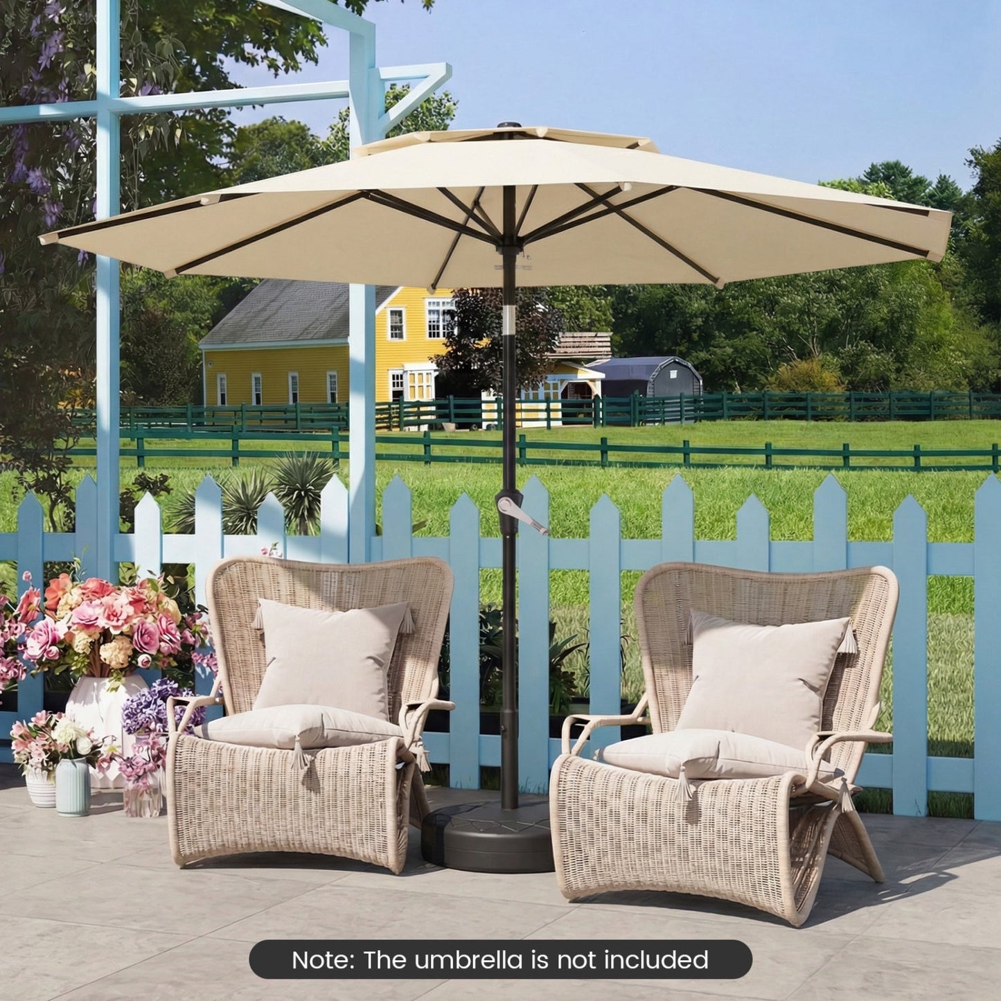 Fillable Umbrella Base 90 LBS Heavy Duty Sand Filled Round Market Umbrella Stand-Black