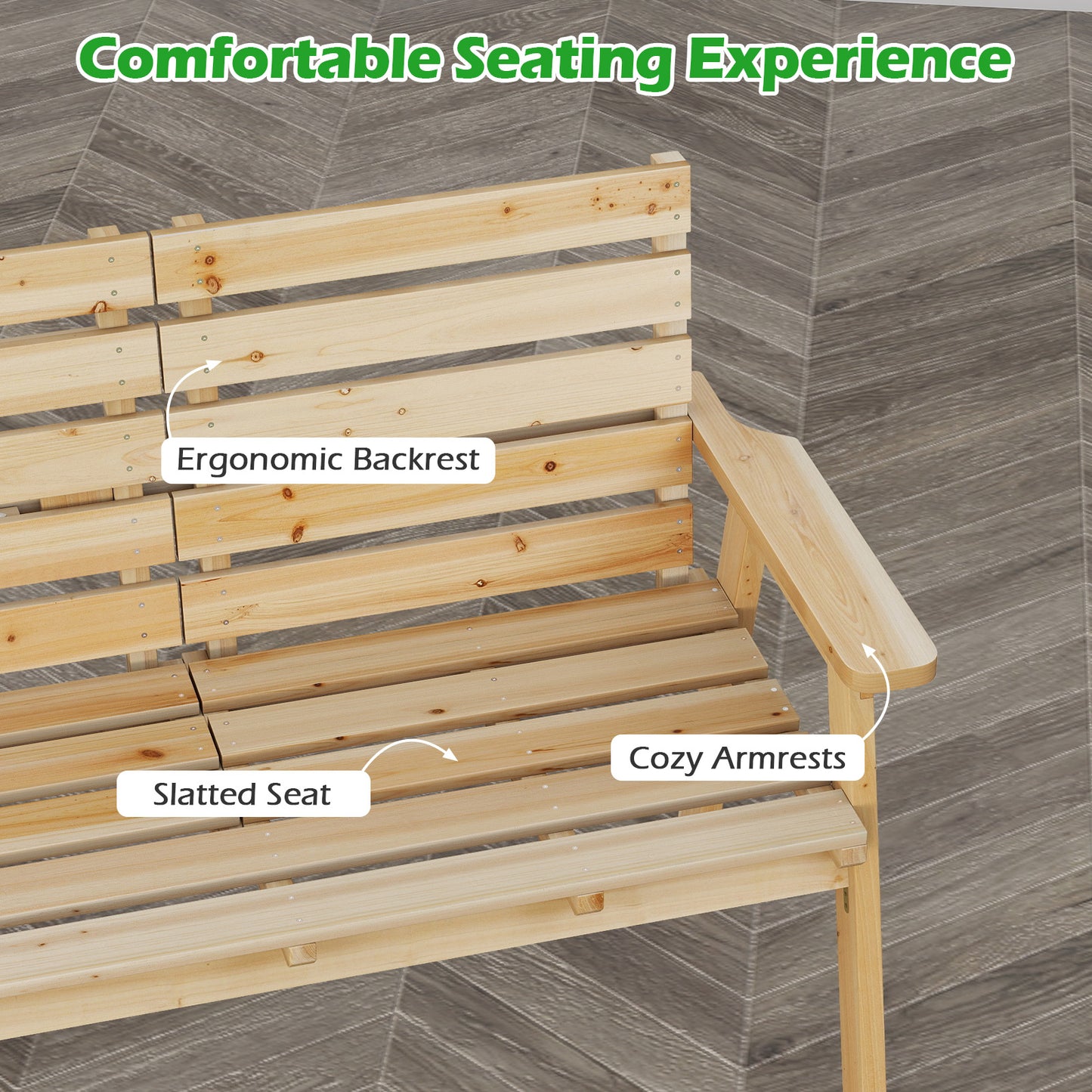 Foldable Outdoor Bench with Middle Table, Fir Wood