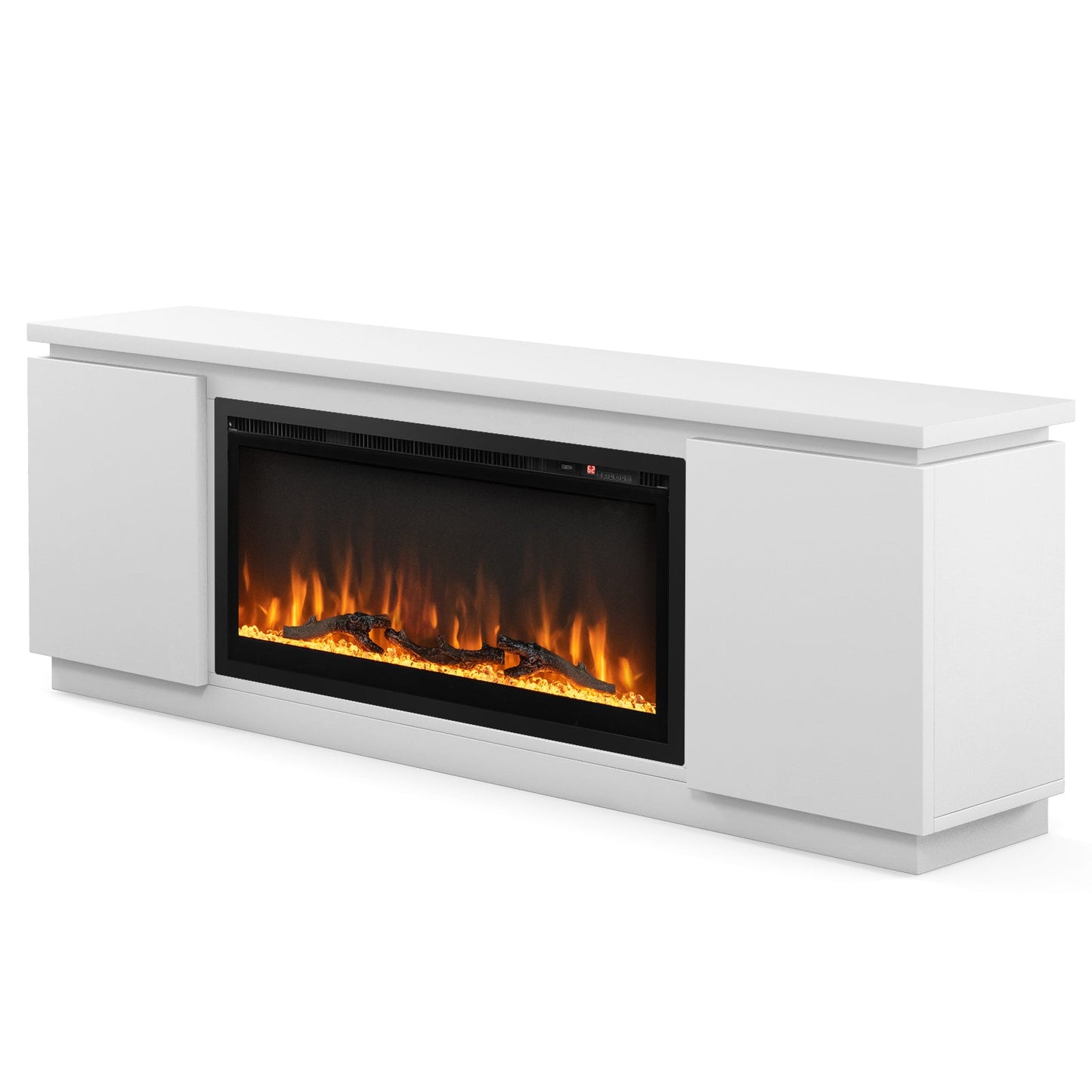 Fireplace TV Stand for TVs up to 80 Inch with 3 Adjustable Shelves