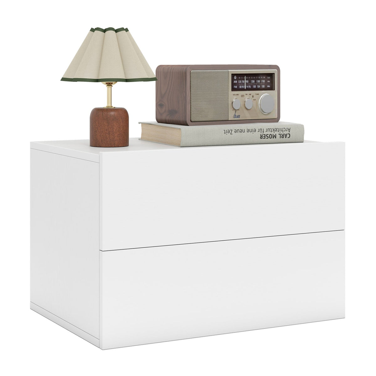 Wall Mounted Floating Nightstand with 2 Drawers